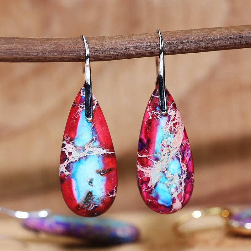 Artesanal - Brincos Imperial Jasper Teardrop - Purità Joias