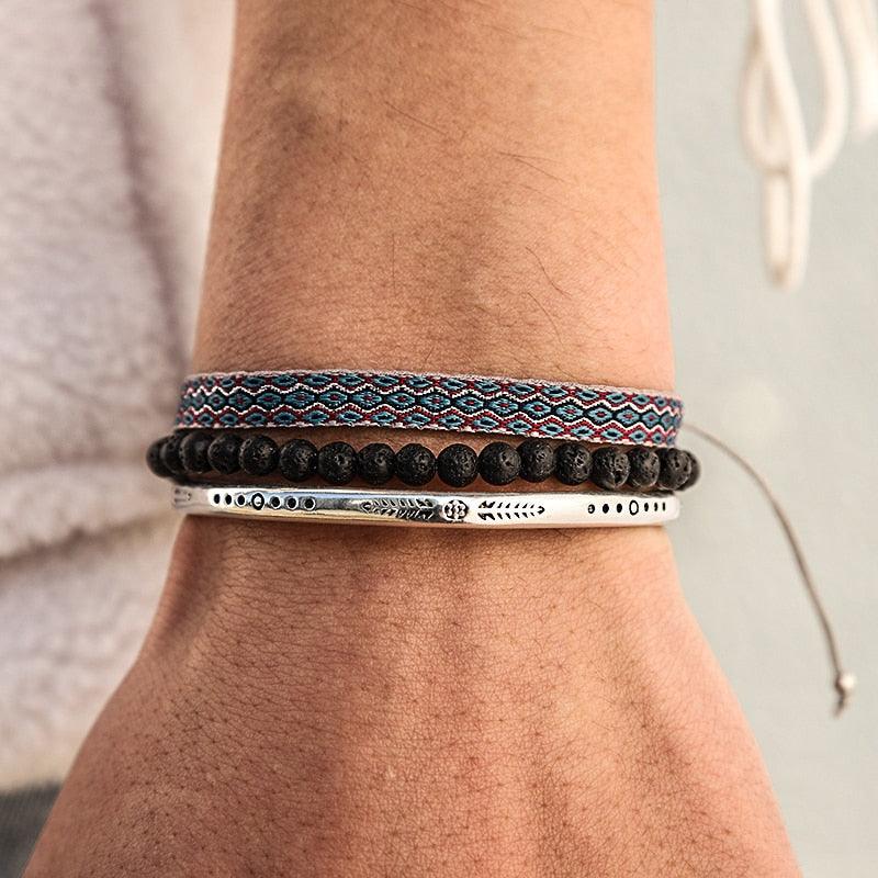 Conjunto Budista 2 Pulseiras + Bracelete em Aço - Amparo - Purità Joias