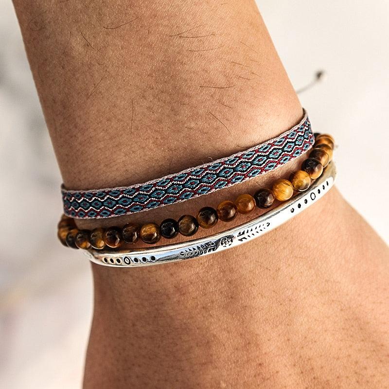 Conjunto Budista 2 Pulseiras + Bracelete em Aço - Tranquilidade - Purità Joias